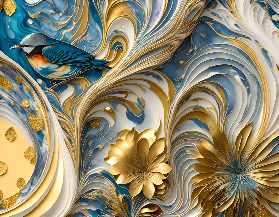 Bluebird in a Marbled World