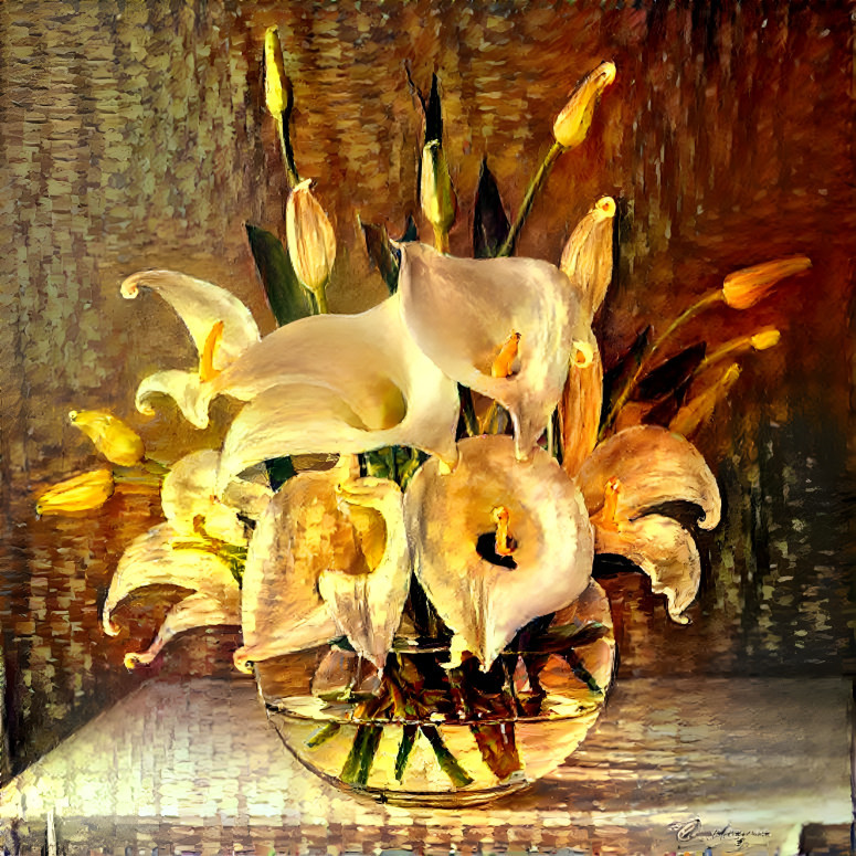 Calla Lilies with a Golden Touch