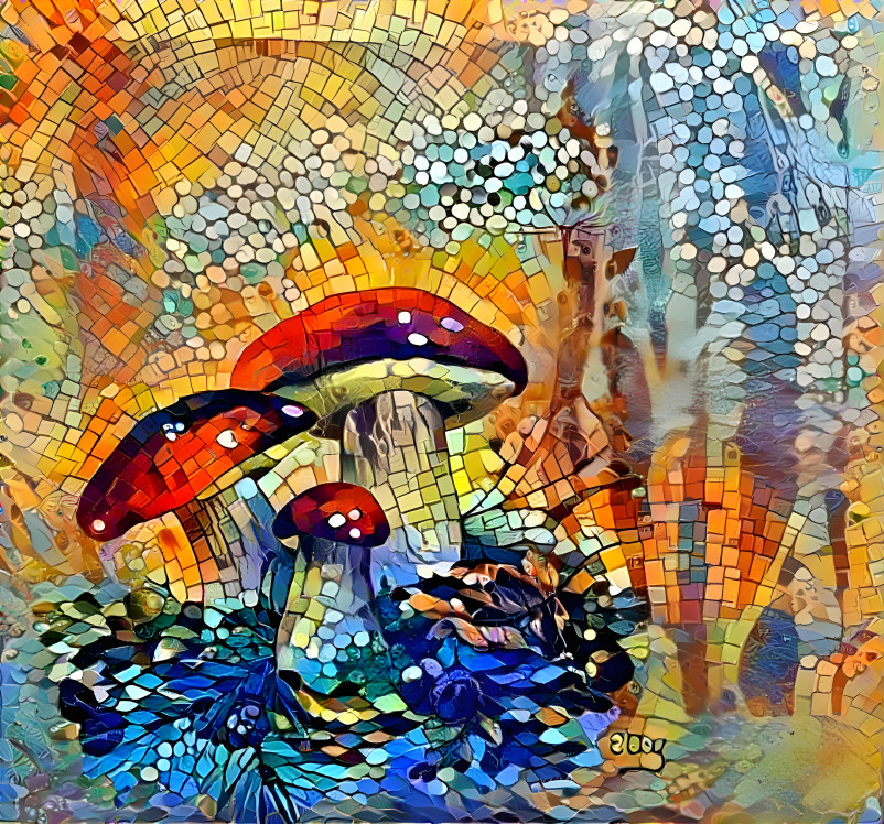 Deep In the Mosaic Mushroom Forest