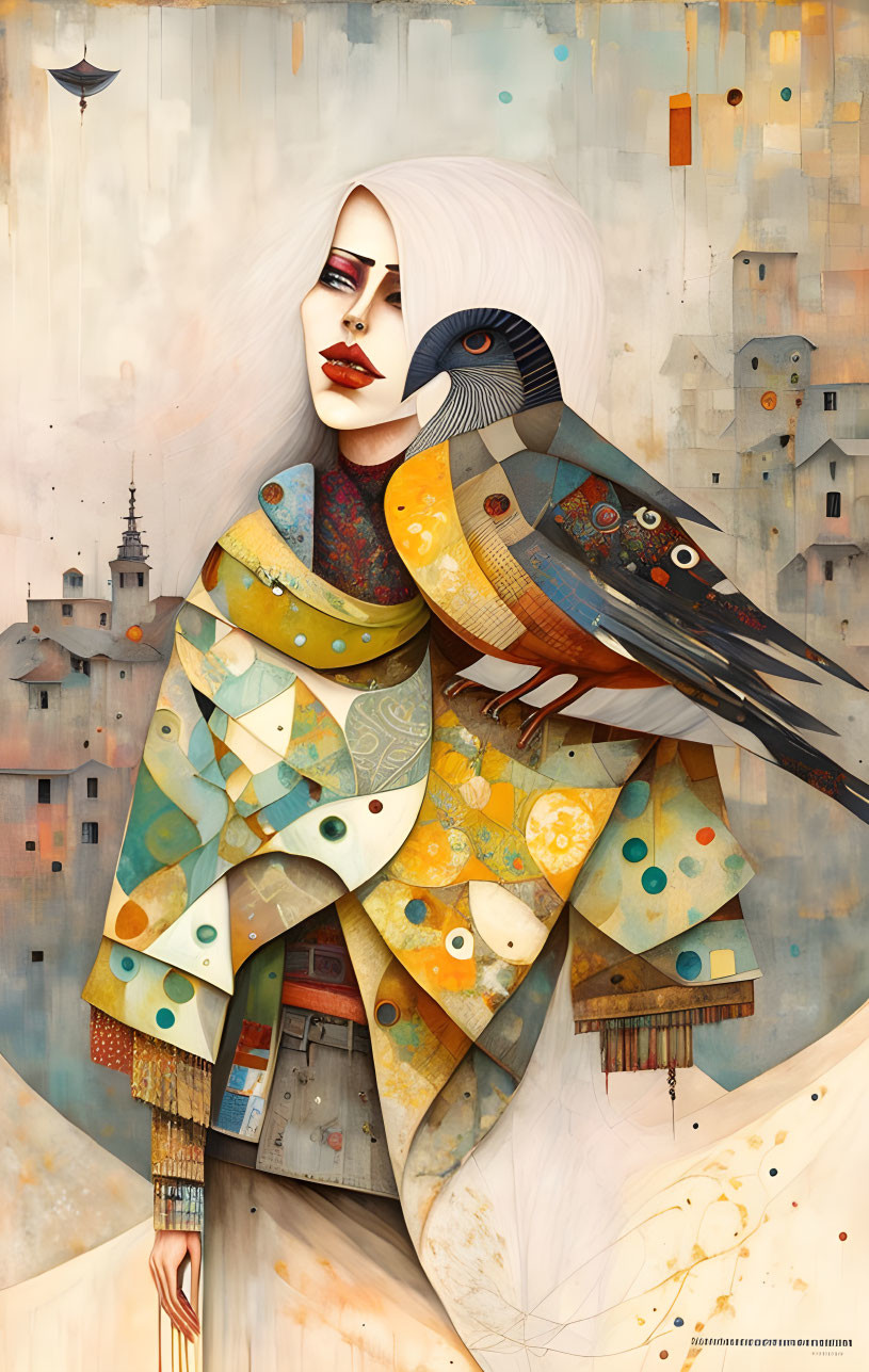 Patchwork Girl with Bird