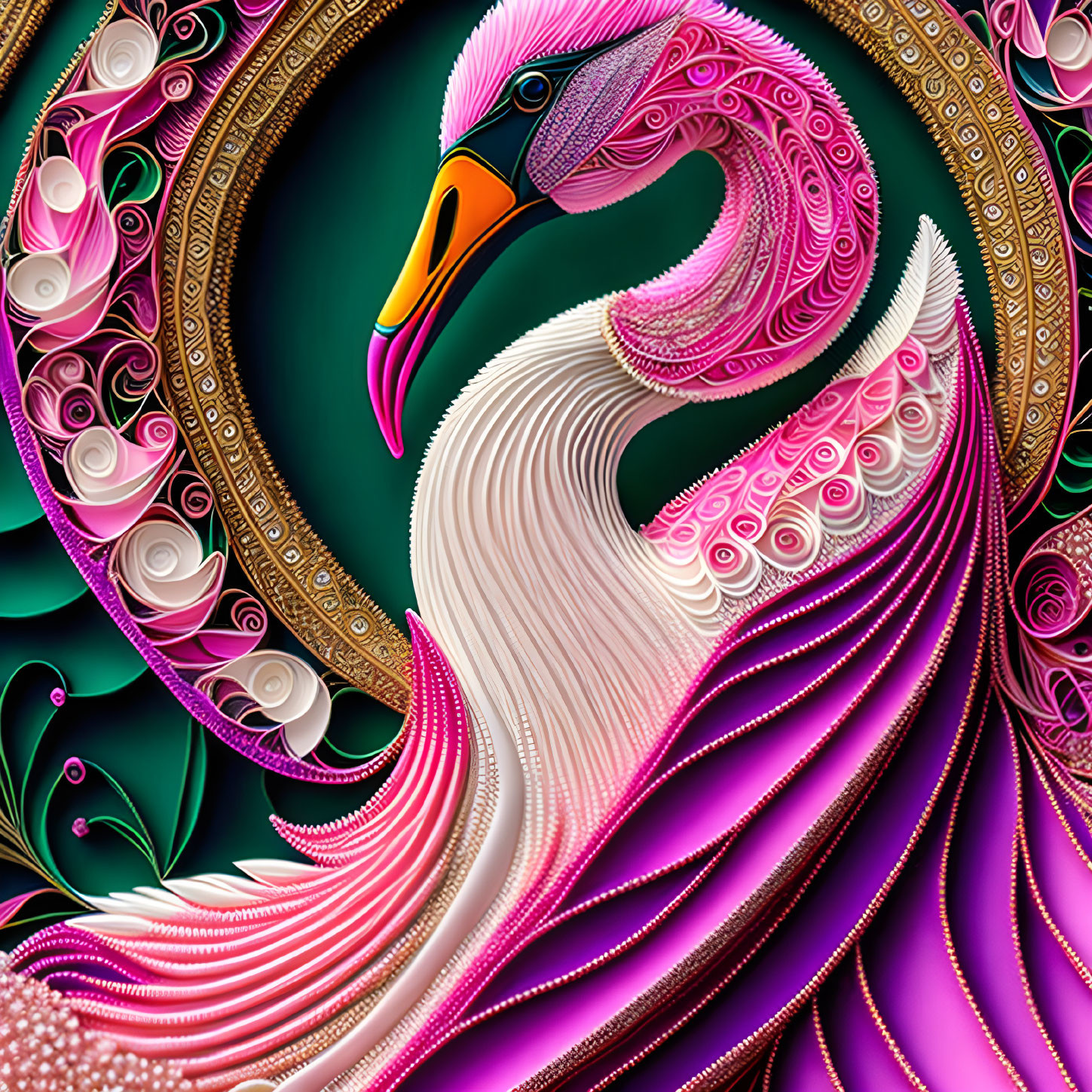 Swan in a Quilled Dress
