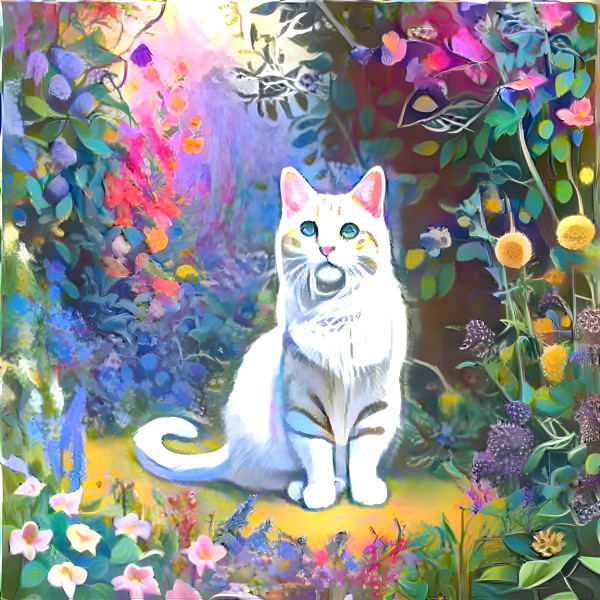 Cat in a Fantasy Garden