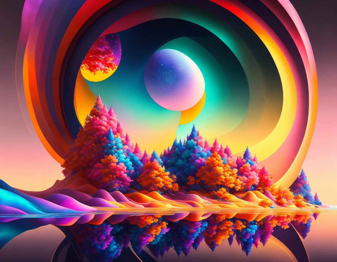 Colorful Trees in Surreal Cosmic Landscape