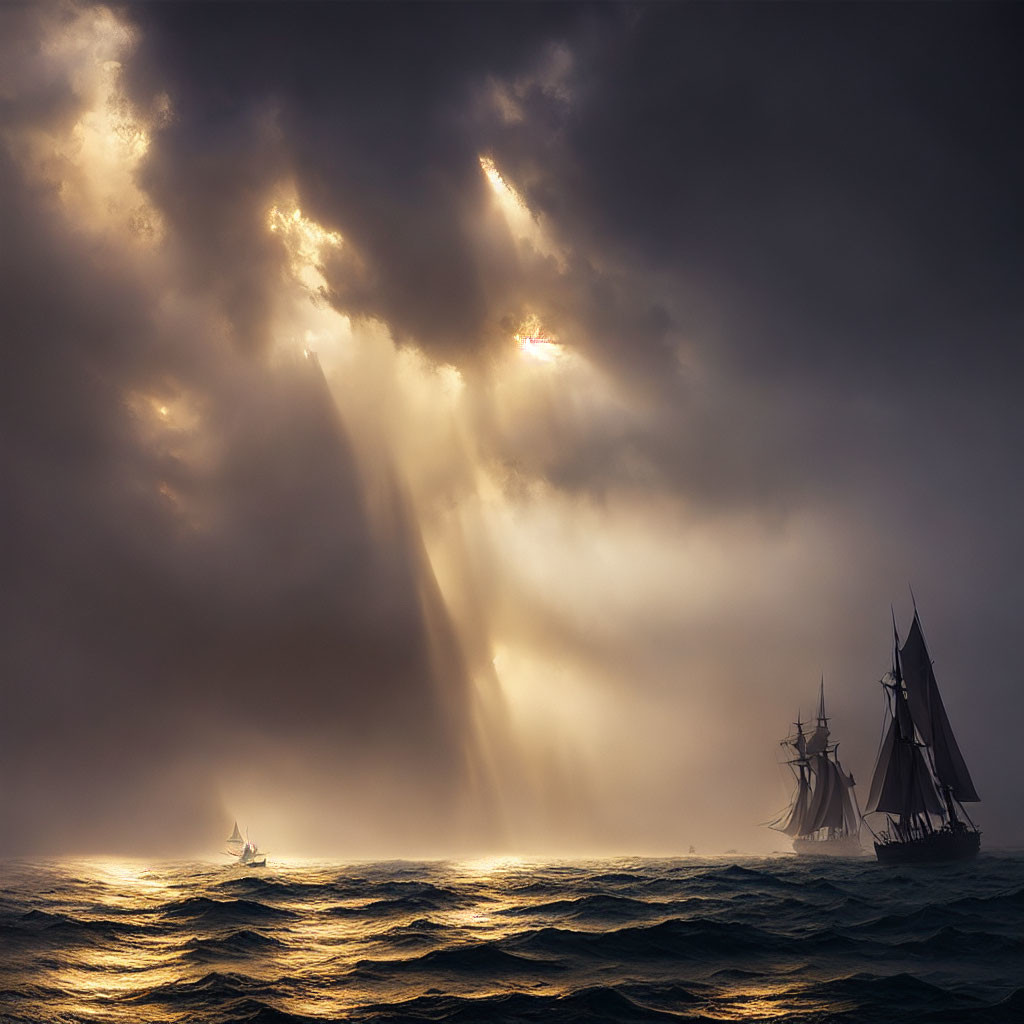 sunlight on large looming sails