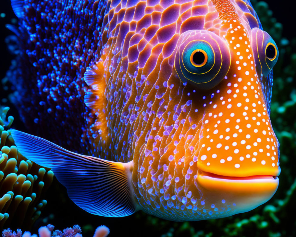 Colorful Marine Fish Swimming Near Coral Reef