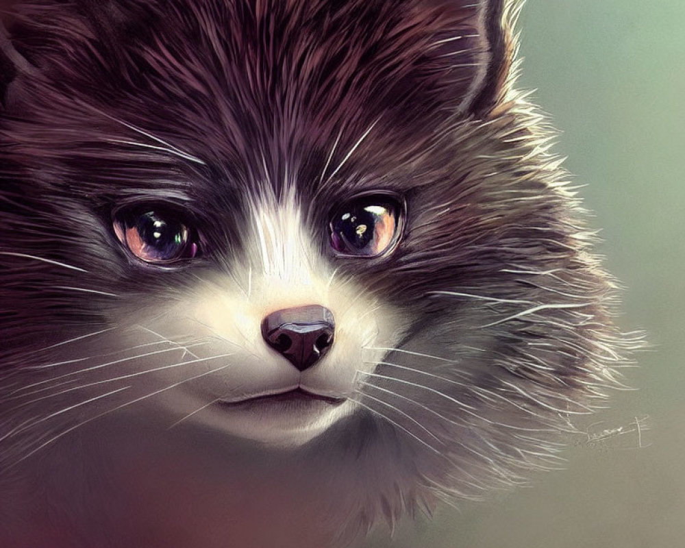 Detailed Close-Up Digital Artwork of Curious Raccoon Portrait