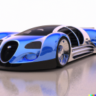 Blue and Black Bugatti Veyron with Open Doors Displaying Luxurious Interior