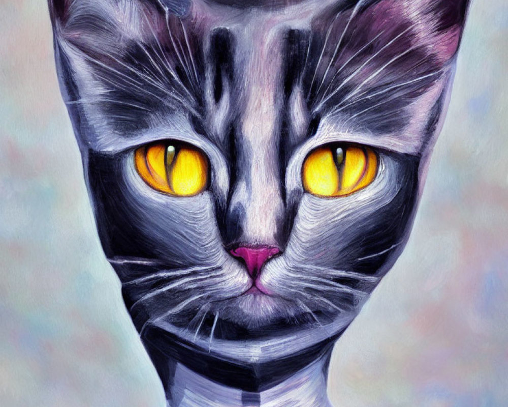 Digital Artwork: Cat with Humanoid Body and Yellow Eyes