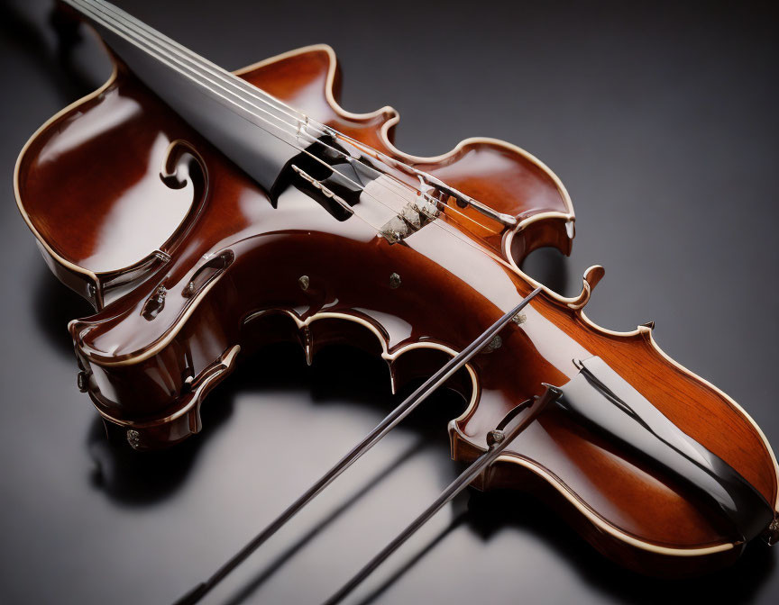 Detailed Close-Up of Violin and Bow with F-Holes and Strings