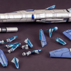 Detailed Model Spaceship Parts in Various Assembly Stages