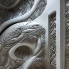 Monochromatic Wavy Abstract Wall Sculpture with Swirling Patterns