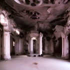 Classical architecture upside-down room with columns and arches