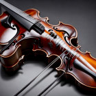 Detailed Close-Up of Violin and Bow with F-Holes and Strings