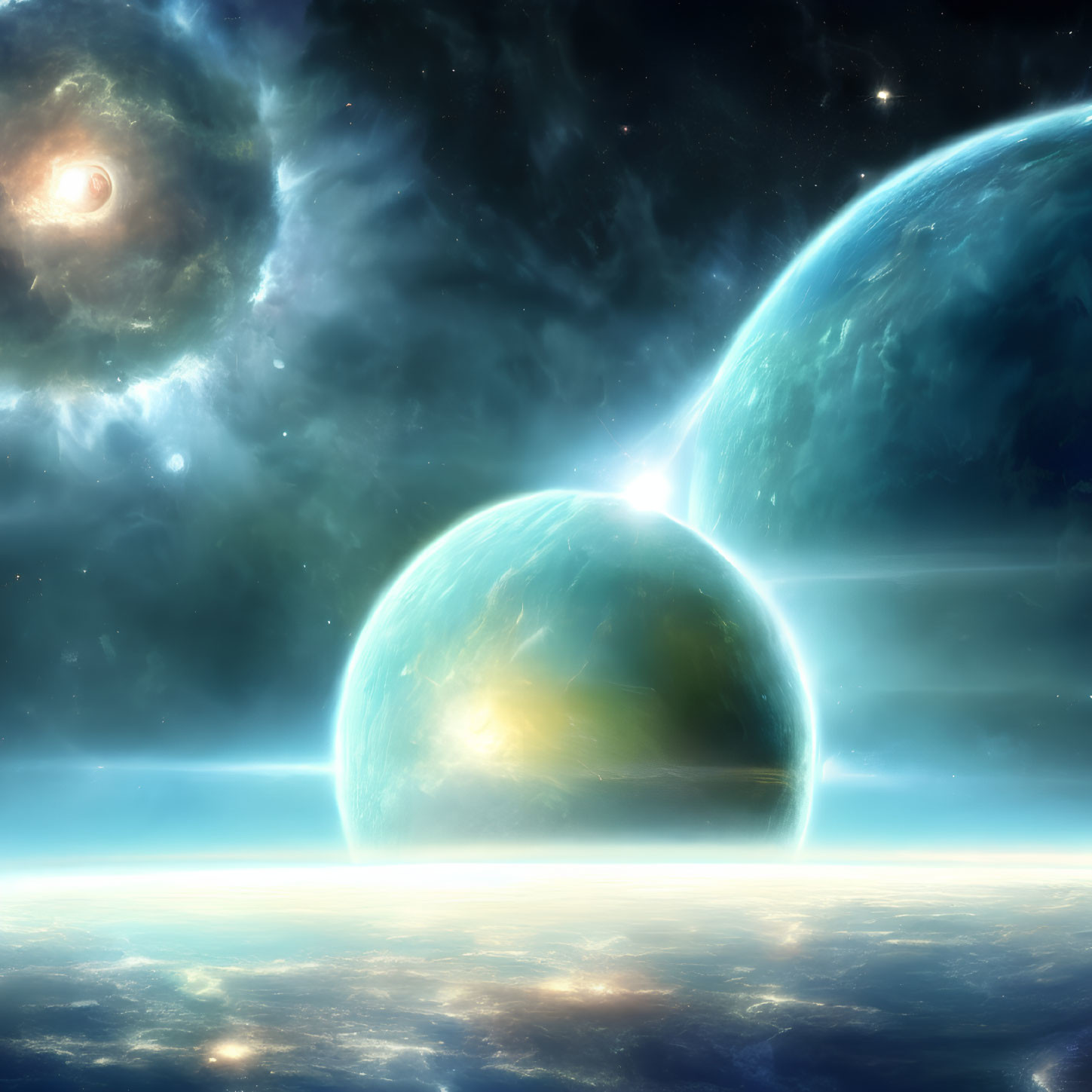 Three Radiant Planets Aligned in Cosmic Scene