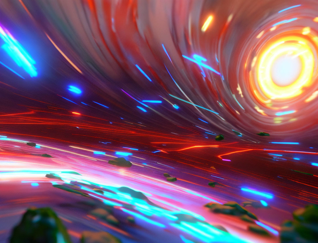 Colorful Swirl Digital Art with Red, Blue, and Green Hues