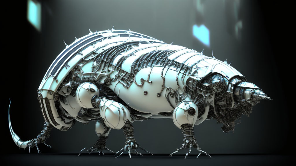Detailed 3D Render of Mechanical Insect-Like Creature