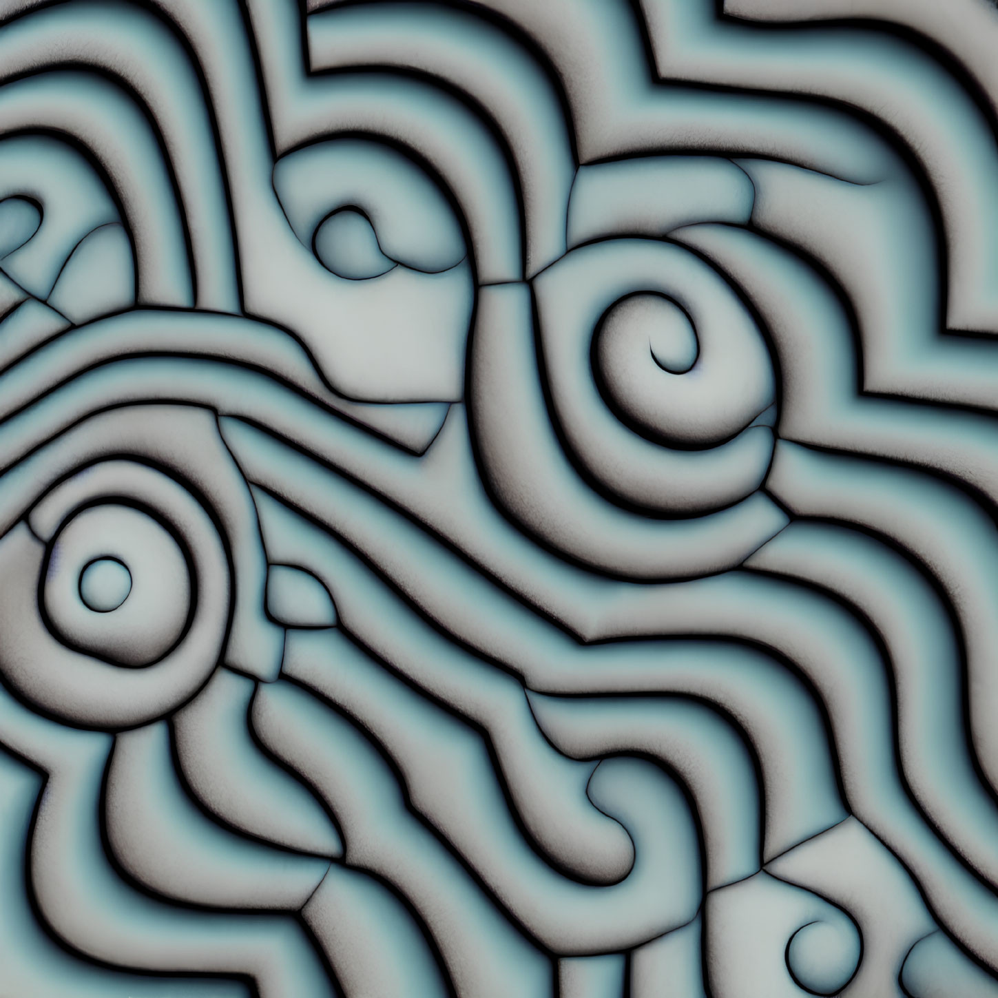 Abstract Blue Swirling Lines on Muted Background Pattern