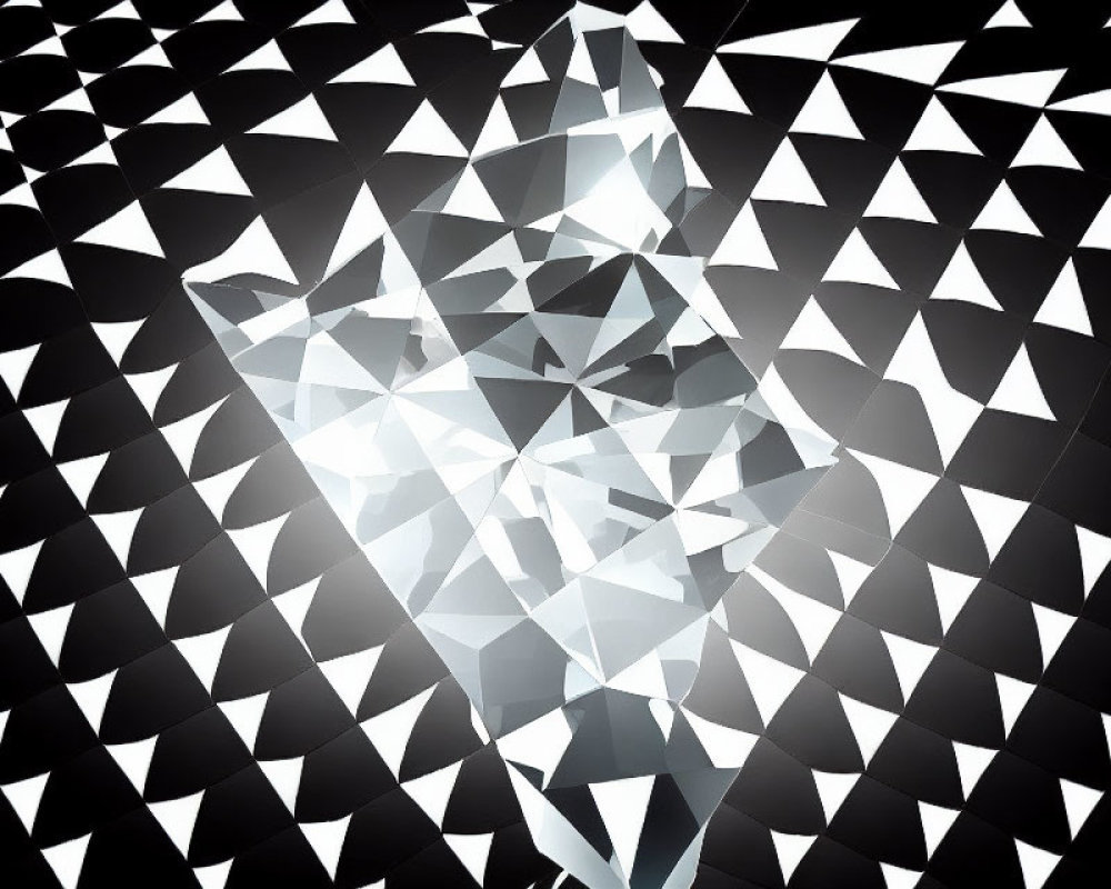 Monochrome triangular mosaic pattern with intricate geometric design