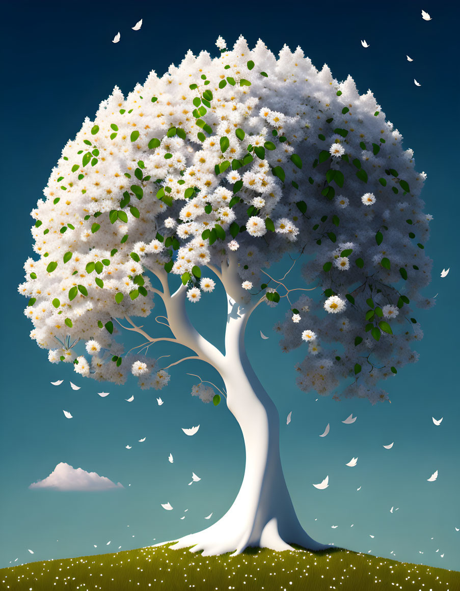 Tree of white daisies