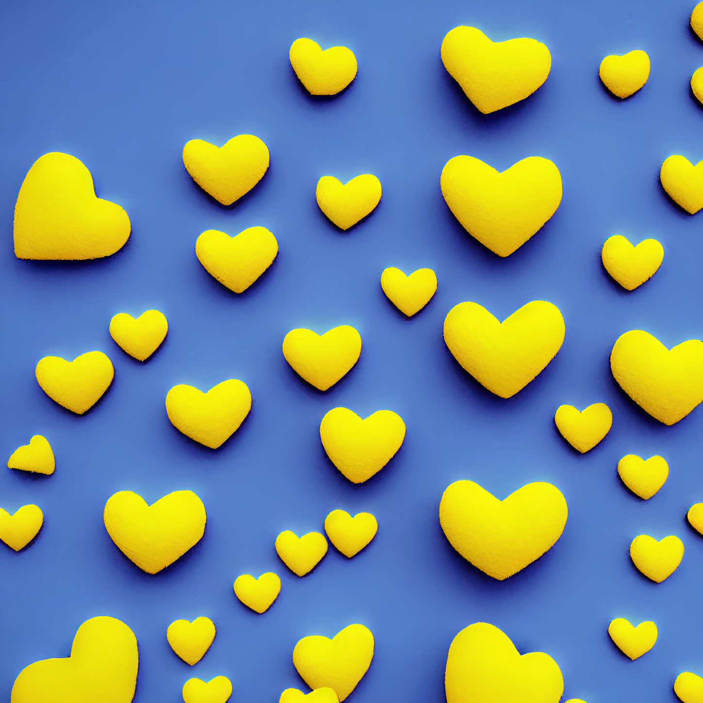 Yellow Heart-Shaped Objects on Blue Background