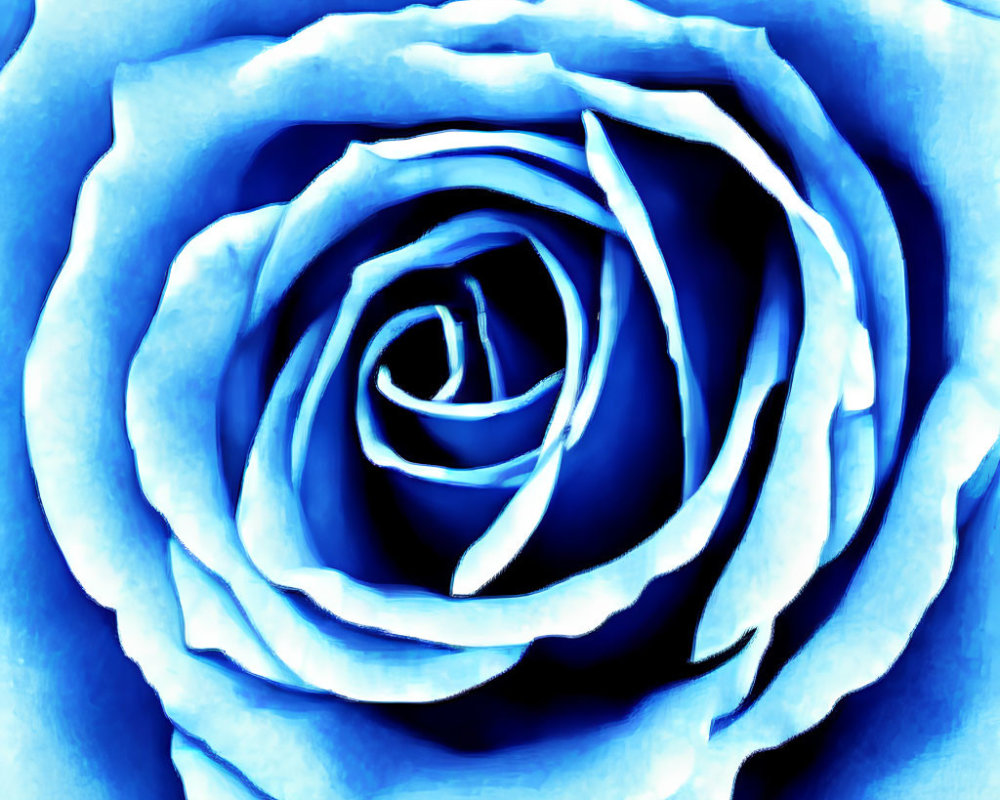 Detailed Close-Up of Vibrant Blue Rose Petals