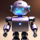 Futuristic robot with spherical head and metallic body on warm background