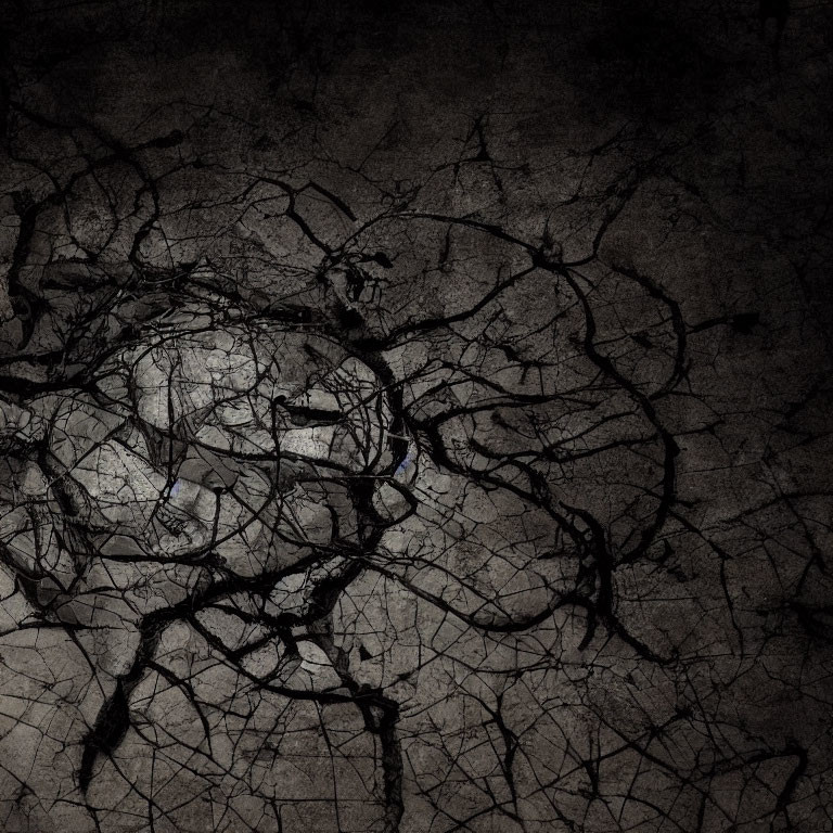 Abstract Dark Background with Black Cracks on Gray Surface