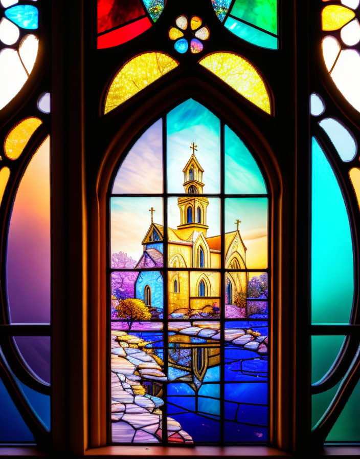 A stained glass church window