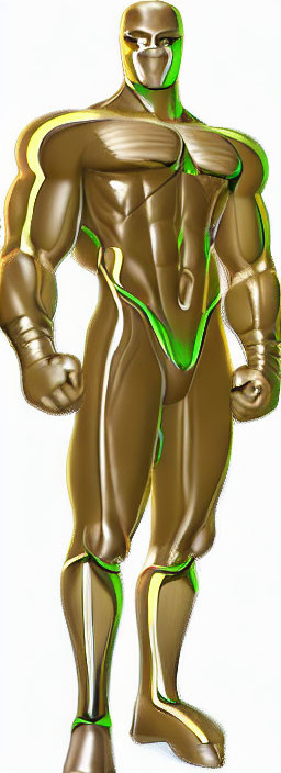 Gold-colored superhero with green accents confidently posing