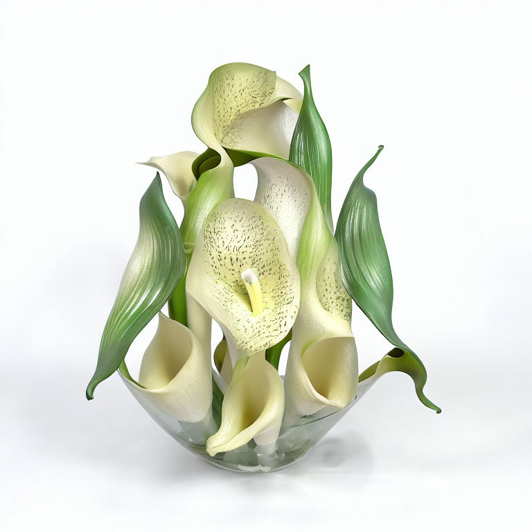Elegant White Calla Lilies in Glass Vase on Neutral Background