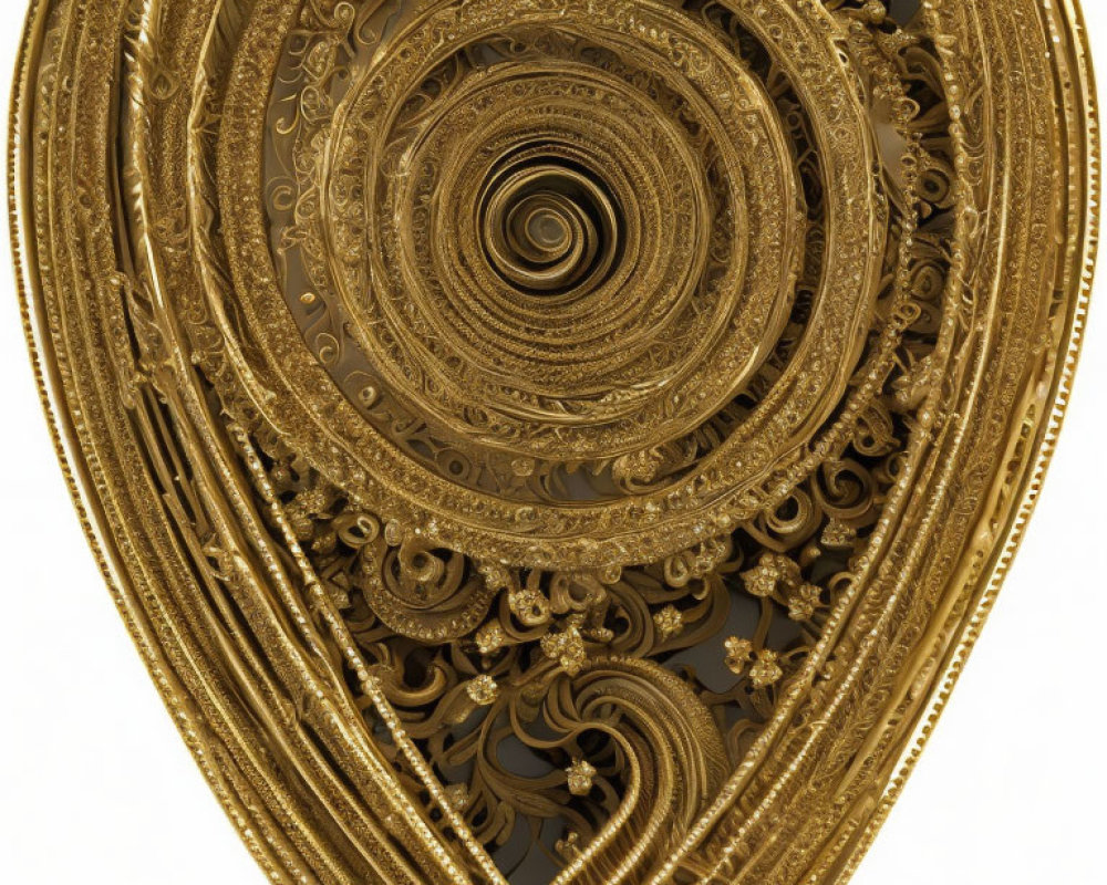 Intricate Golden Fractal Design with Baroque Filigree Patterns