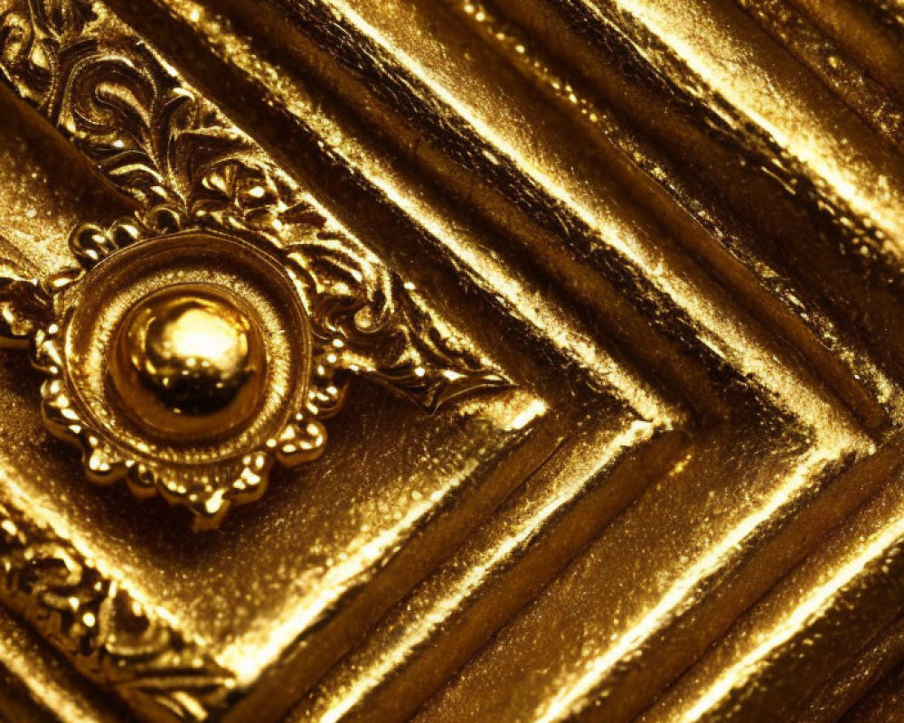 Detailed Golden Textured Surface with Ornate Embossed Details