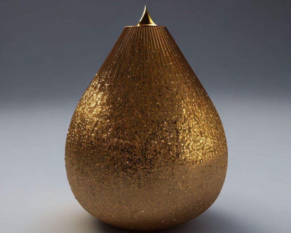Teardrop-shaped Gold Vase on Gray Background