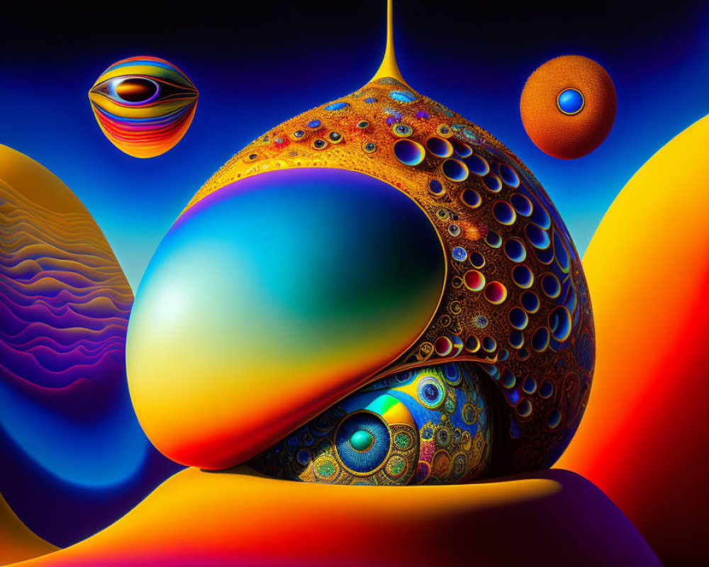 Colorful Abstract Digital Art: Otherworldly Landscape with Fluid Shapes
