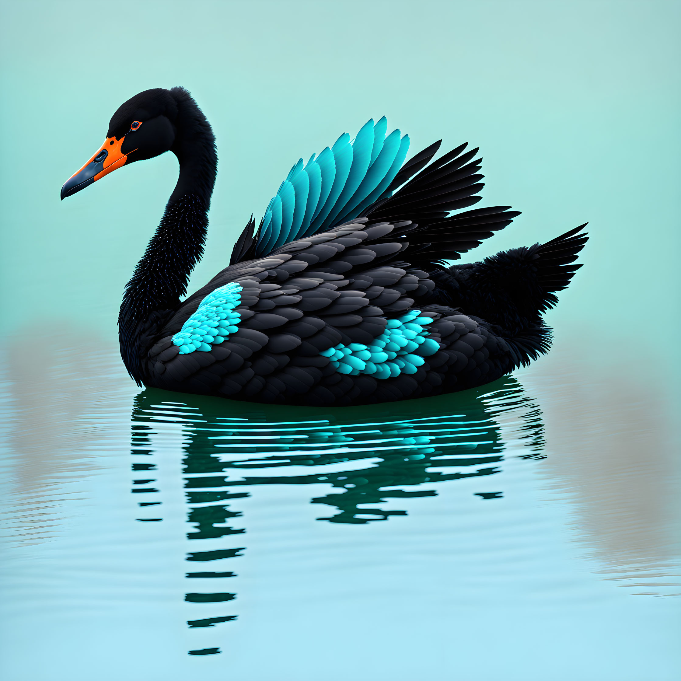 Black Swan on Lac Léman (dedicated to Misme)