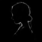 Portrait of Woman with Illuminated Edges on Dark Background