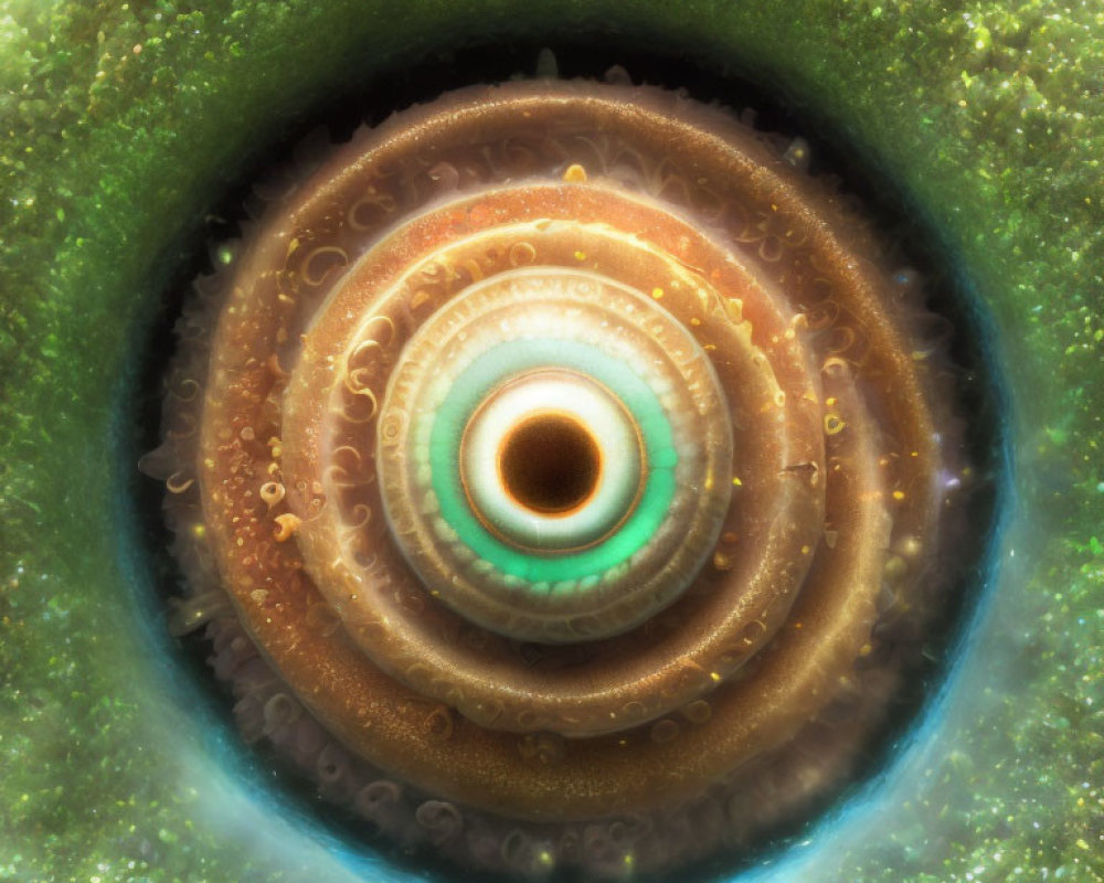 Abstract Spiral Eye Artwork with Earthy to Green Tones