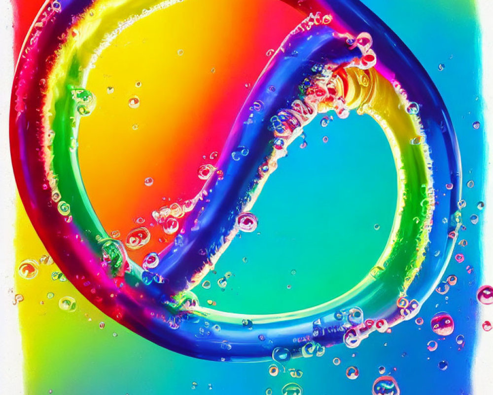 Vibrant Rainbow Swirl Pattern with Water Droplets