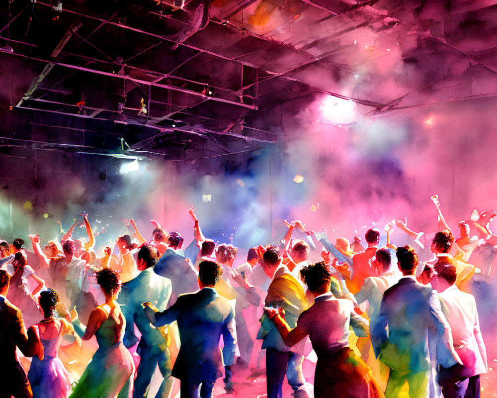 Vibrant Dance Floor Illustration with Colorful Lights