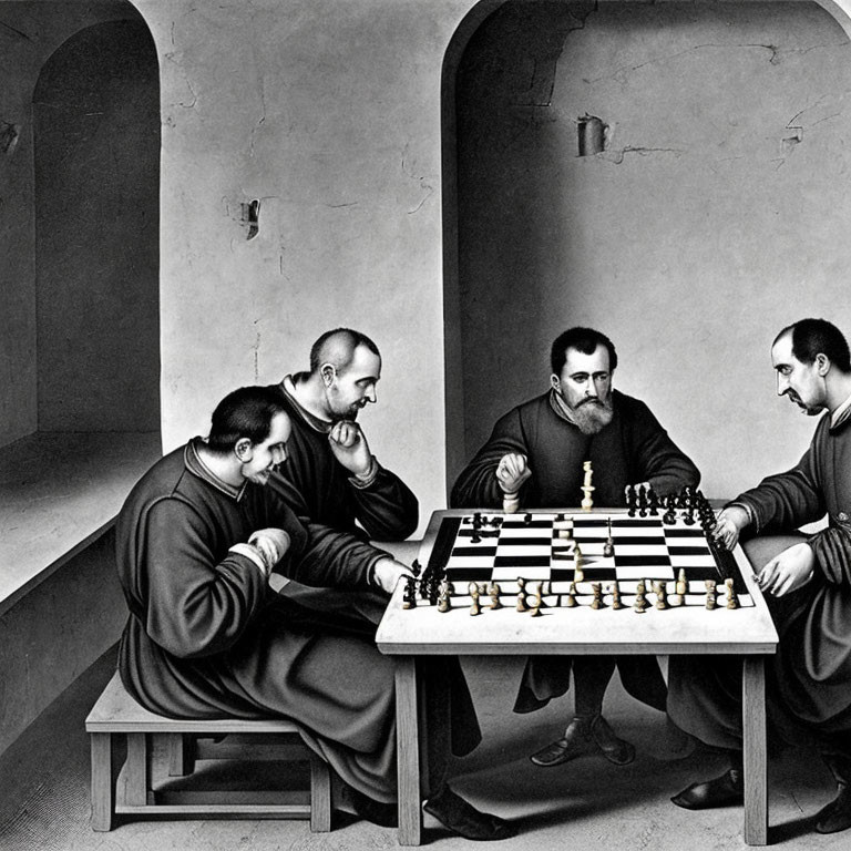 Monks in a Monastery Playing Chess Through Photographic Cloning