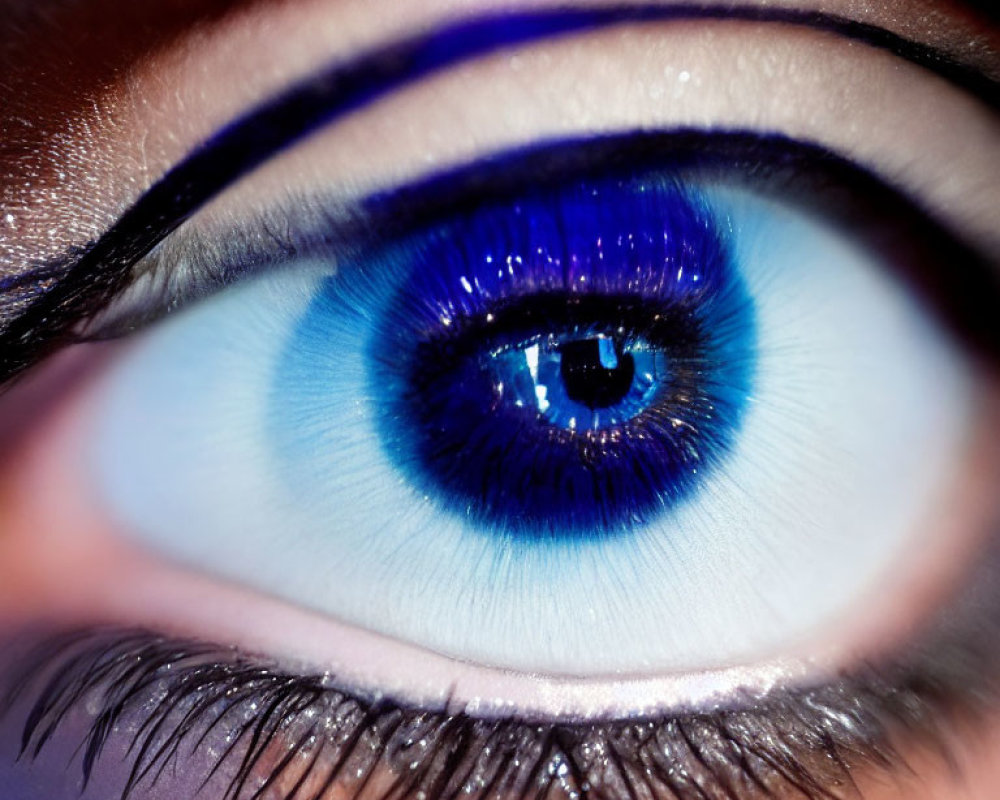 Detailed Blue Eye with Dramatic Eyeshadow & Thick Eyelashes
