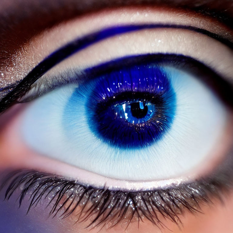 Detailed Blue Eye with Dramatic Eyeshadow & Thick Eyelashes