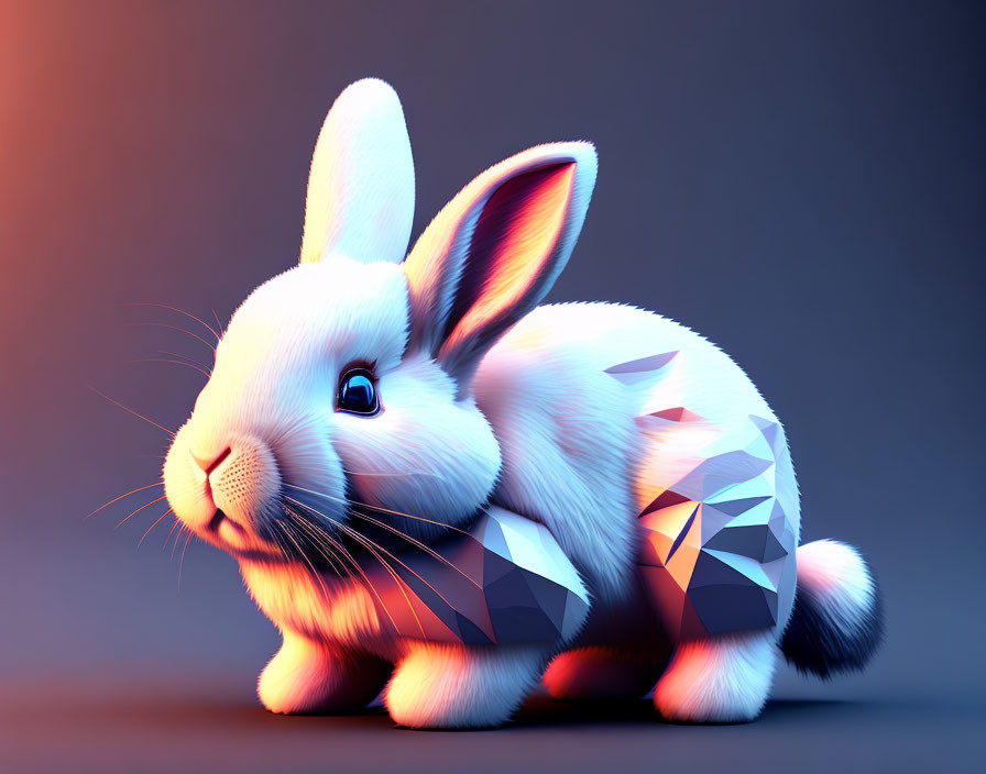 Geometric Rabbit Digital Art on Gradient Background