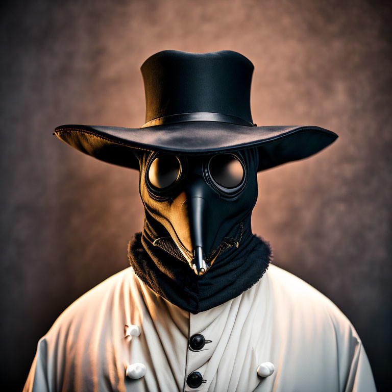 Stylized plague doctor mask with beaked nose and goggles