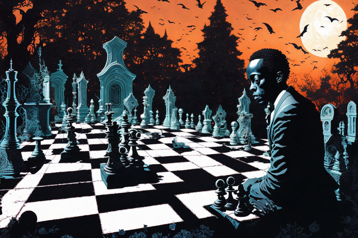 Miles Davis playing chess #2