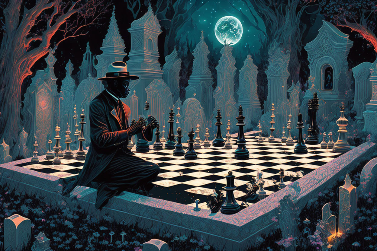 Chess game in the cemetery