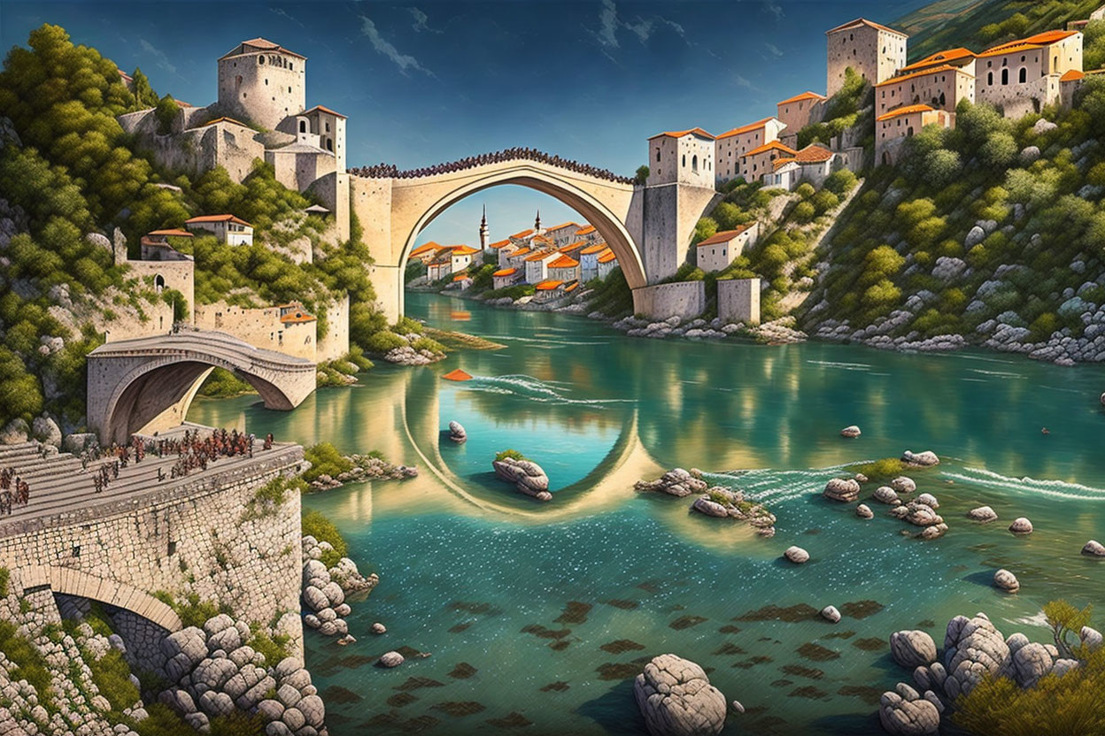 Mostar old bridge & Neretva river <3