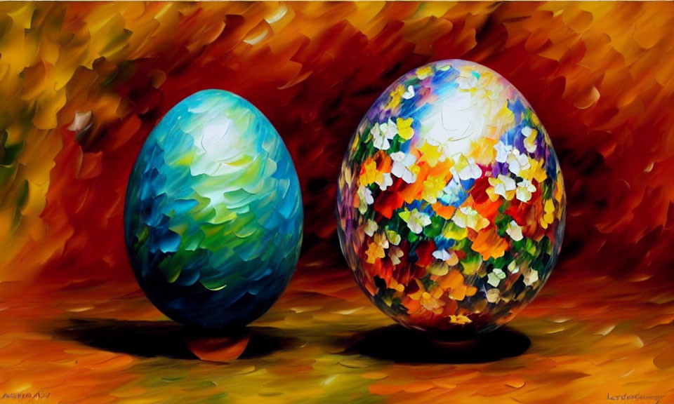 Colorful Patterned Eggs on Warm Background Display Festive Artistry