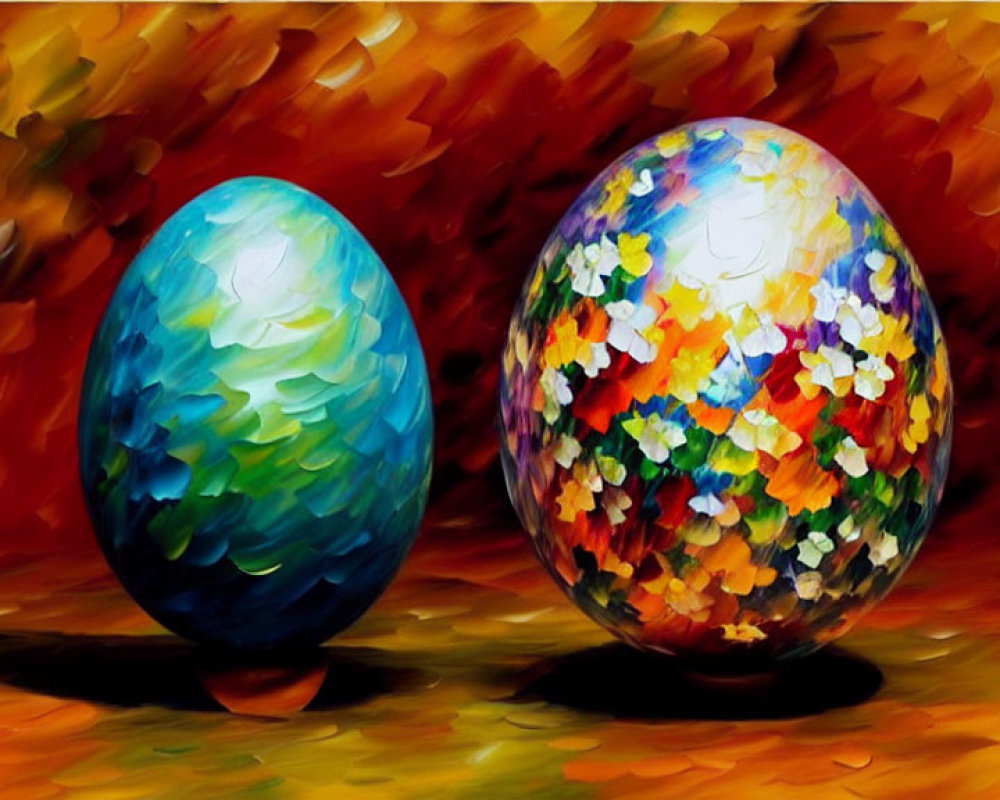 Colorful Patterned Eggs on Warm Background Display Festive Artistry