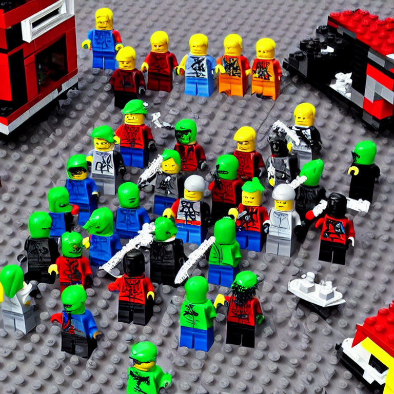 Assorted Lego Minifigures on Brick Surface